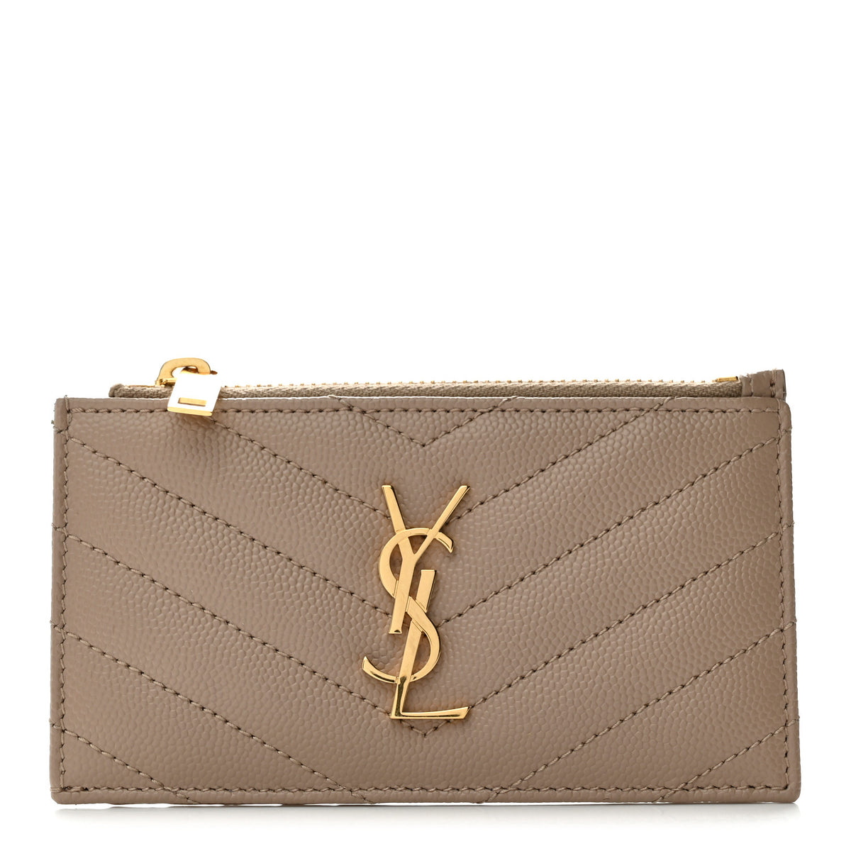 Monogram Grain de Poudre 5 Fragments Zip Pouch Card Holder Dark Beige