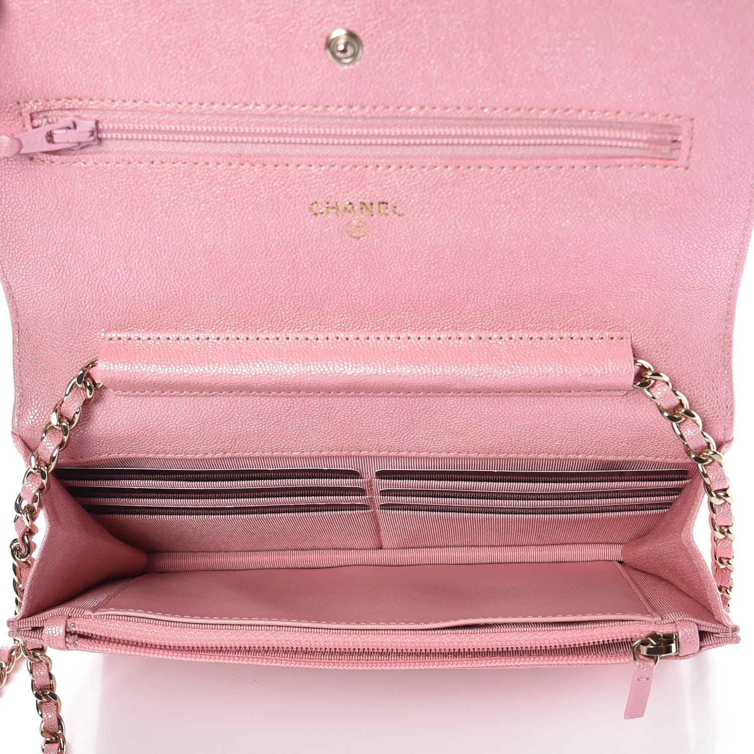 Chanel Iridescent Caviar Quilted Wallet on Chain WOC Rose Pink 5 of 10