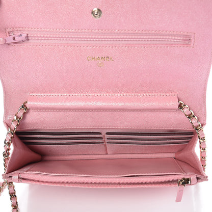 Chanel Iridescent Caviar Quilted Wallet on Chain WOC Rose Pink 5 of 10