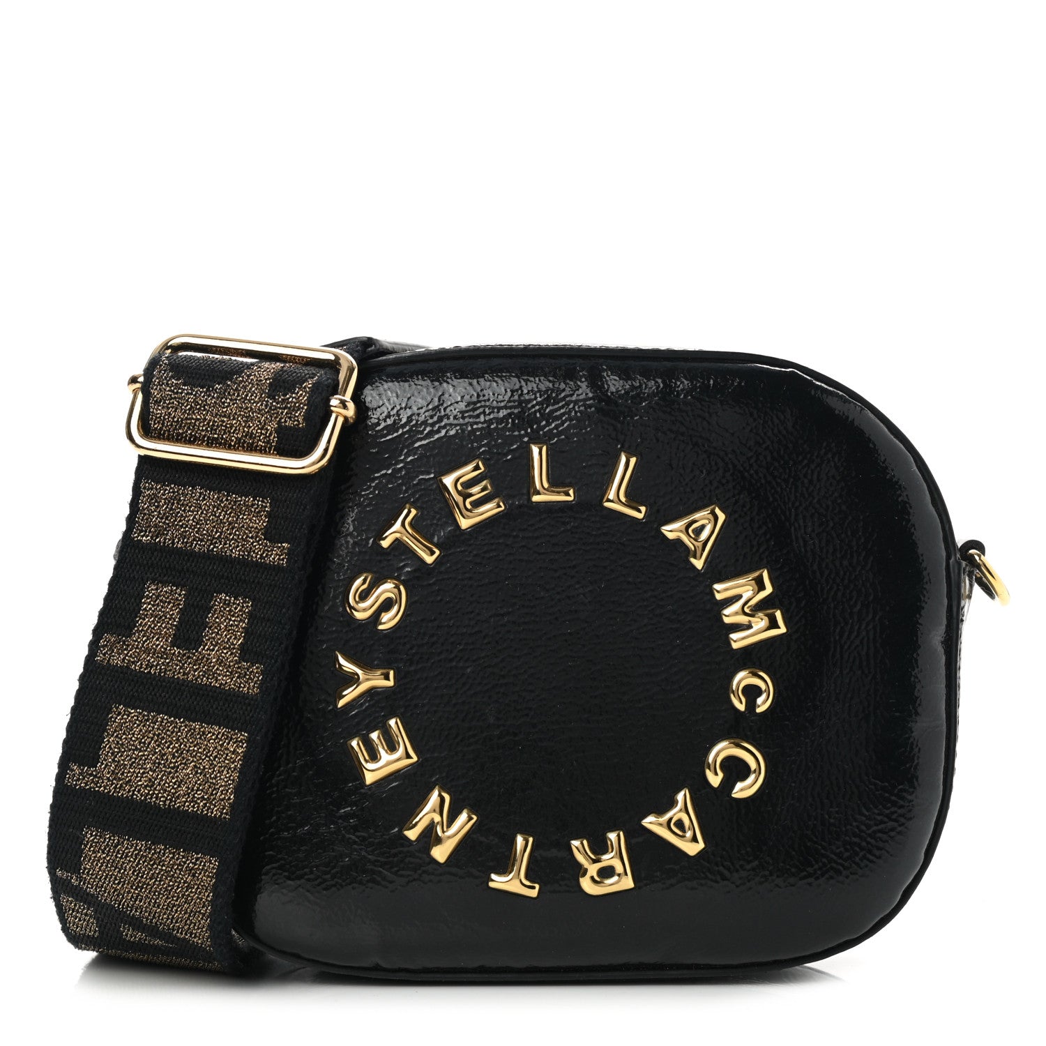 Stella McCartney Patent Alter Nappa Logo Convertible Belt Bag Black 1 of 7