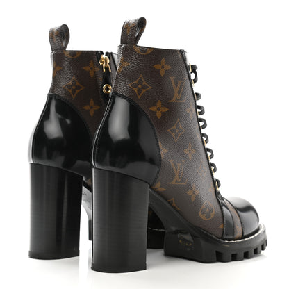 Louis Vuitton Patent Calfskin Monogram Star Trail Ankle Boots 38.5 Black 4 of 16