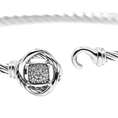 David Yurman Sterling Silver Diamond 3mm Infinity Bracelet 5 of 6