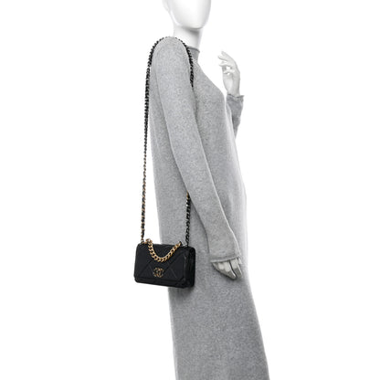 Chanel Lambskin Quilted Chanel 19 Wallet On Chain WOC Black 2 of 13