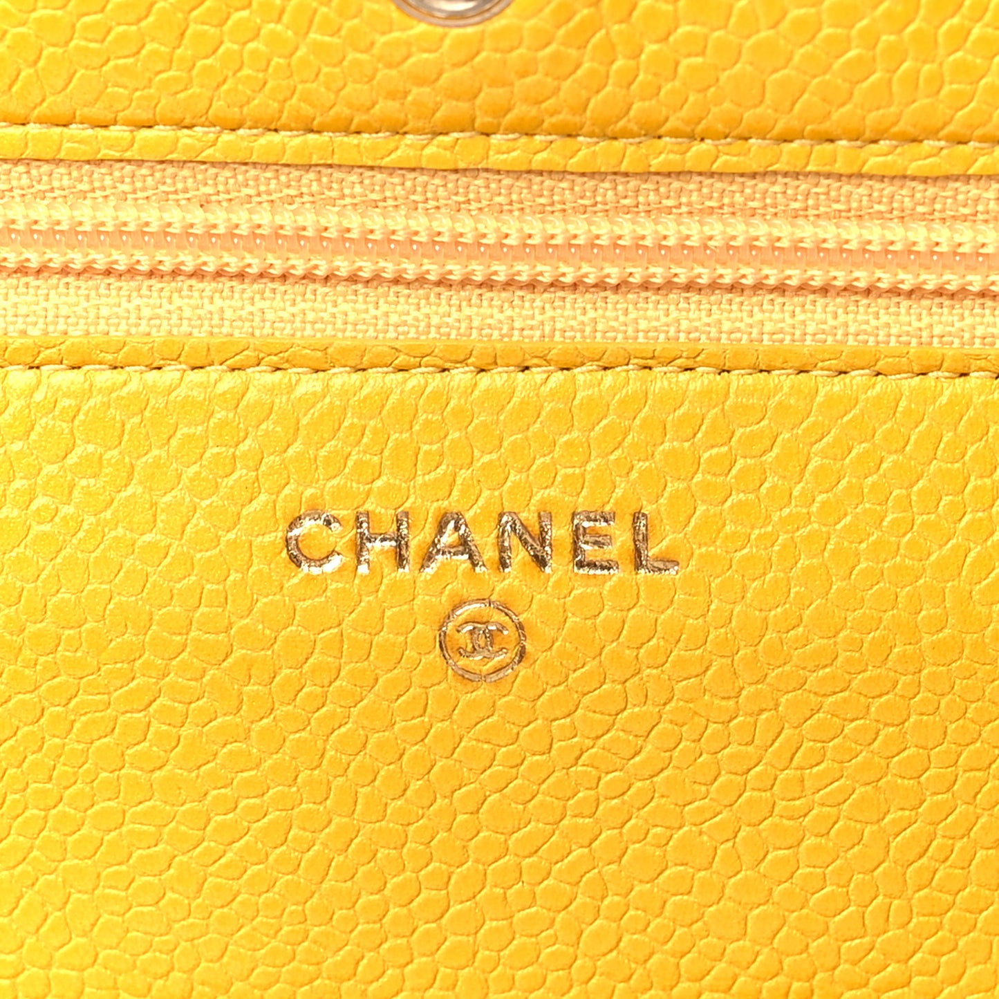 Caviar Quilted Wallet on Chain WOC Yellow