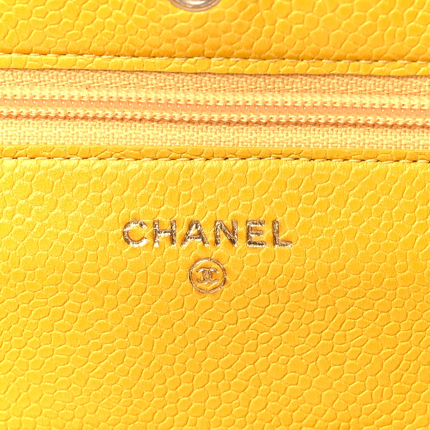 Chanel Caviar Quilted Wallet on Chain WOC Yellow 6 of 11