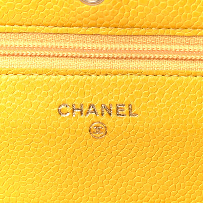 Chanel Caviar Quilted Wallet on Chain WOC Yellow 6 of 11
