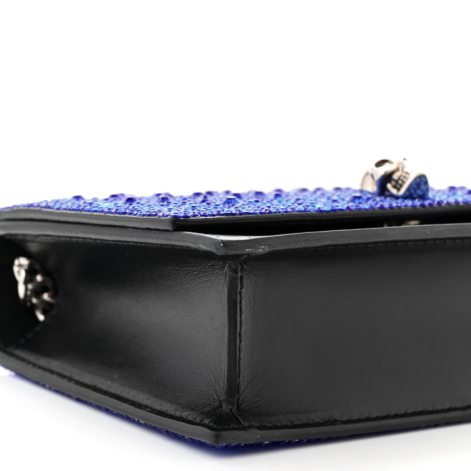 Alexander McQueen Calfskin Crystal Skull Mini Crossbody Bag Electric Blue 8 of 10