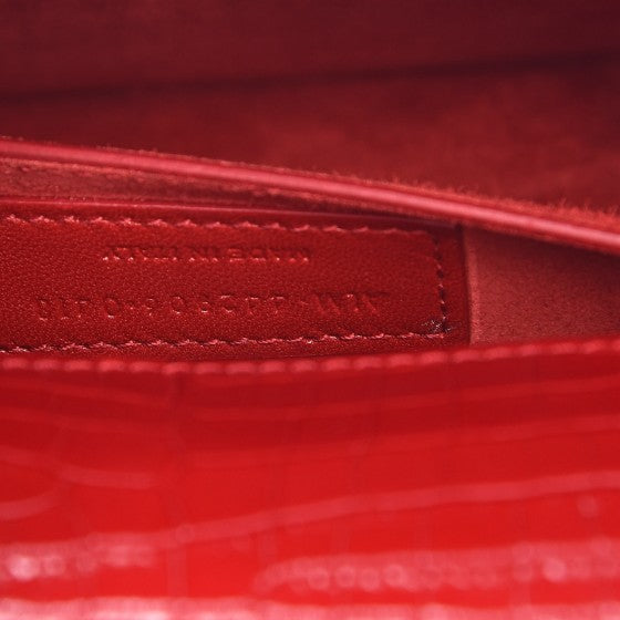 Calfskin Crocodile Embossed Medium Monogram Sunset Rouge Eros