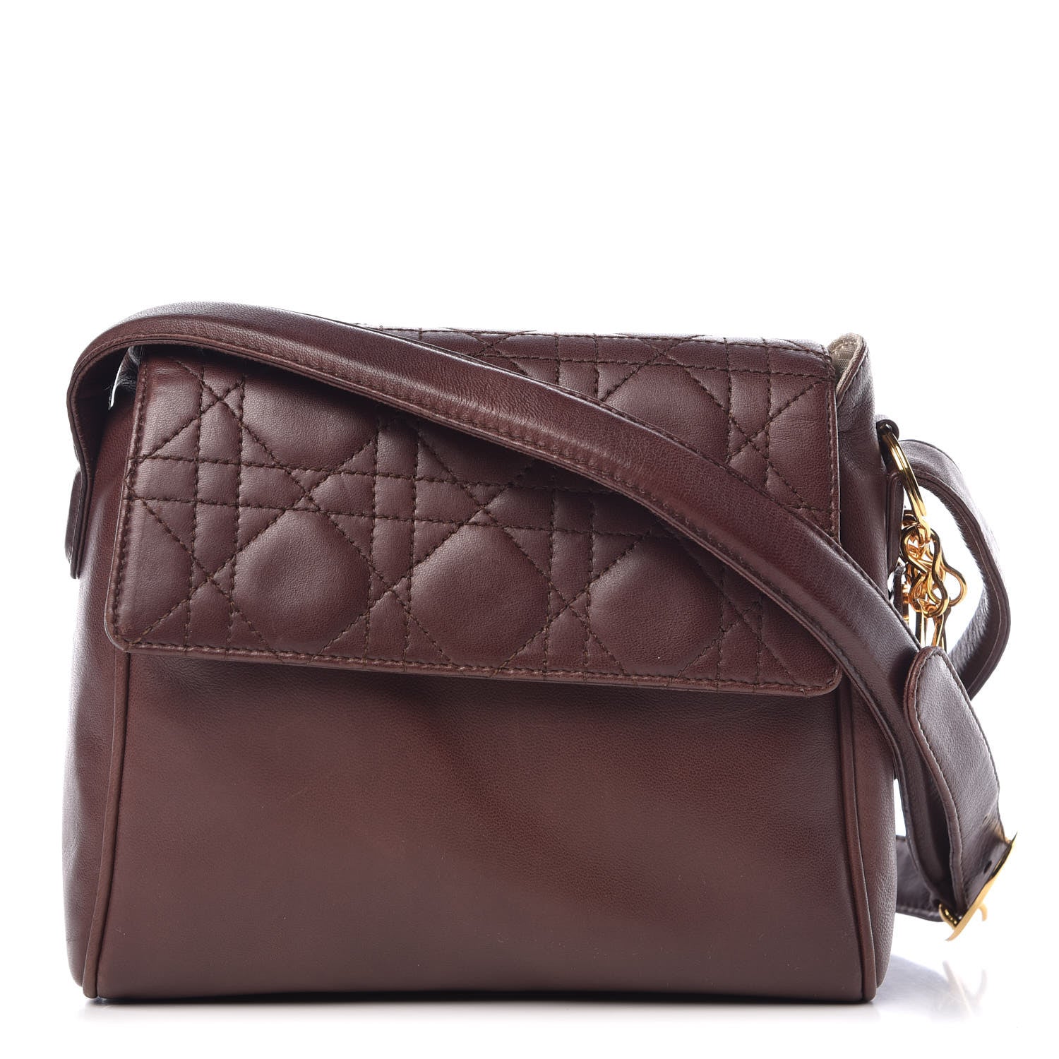 Christian Dior Lambskin Cannage Crossbody Flap Brown 1 of 16