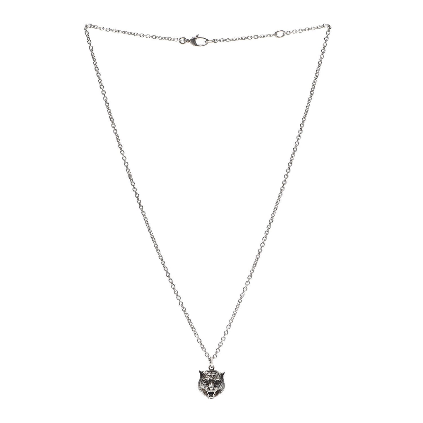 Sterling Silver Tiger Head Pendant Necklace