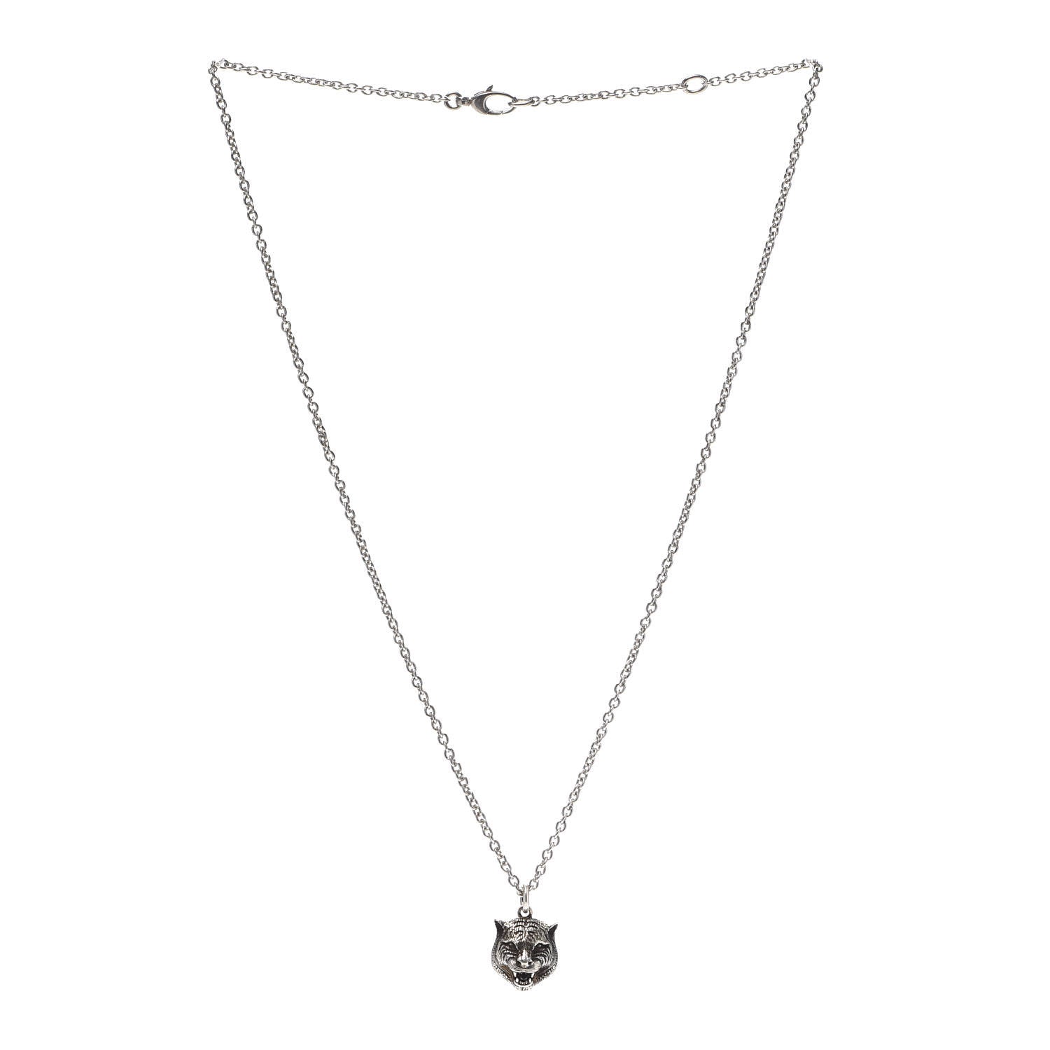 Gucci Sterling Silver Tiger Head Pendant Necklace 3 of 5