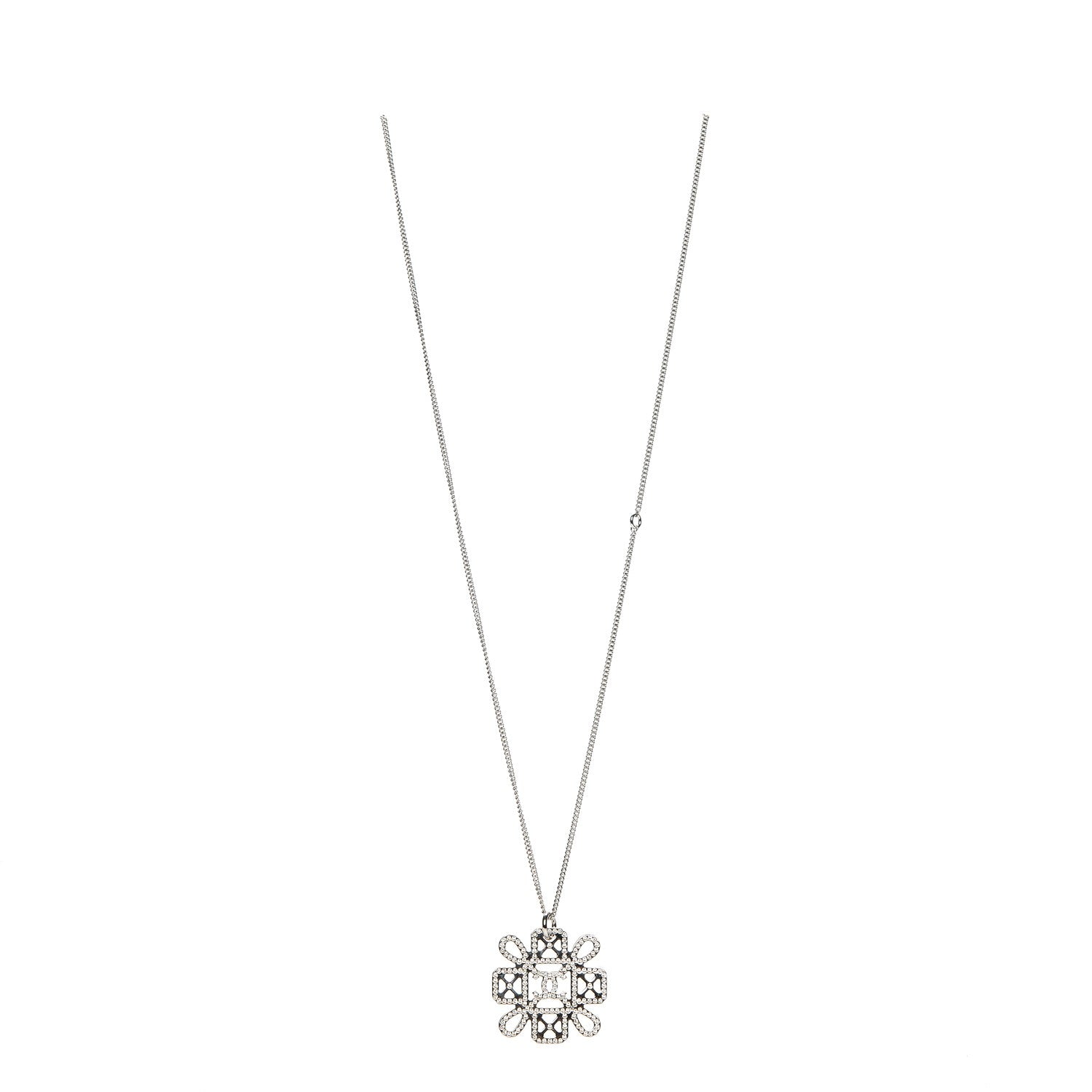 Chanel Crystal CC Necklace Silver 1 of 4