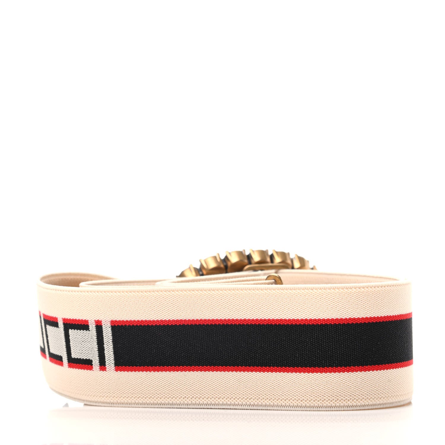 Gucci Jacquard Crystal Stripe Double G Belt 85 34 White 2 of 4