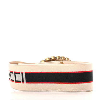 Gucci Jacquard Crystal Stripe Double G Belt 85 34 White 2 of 4