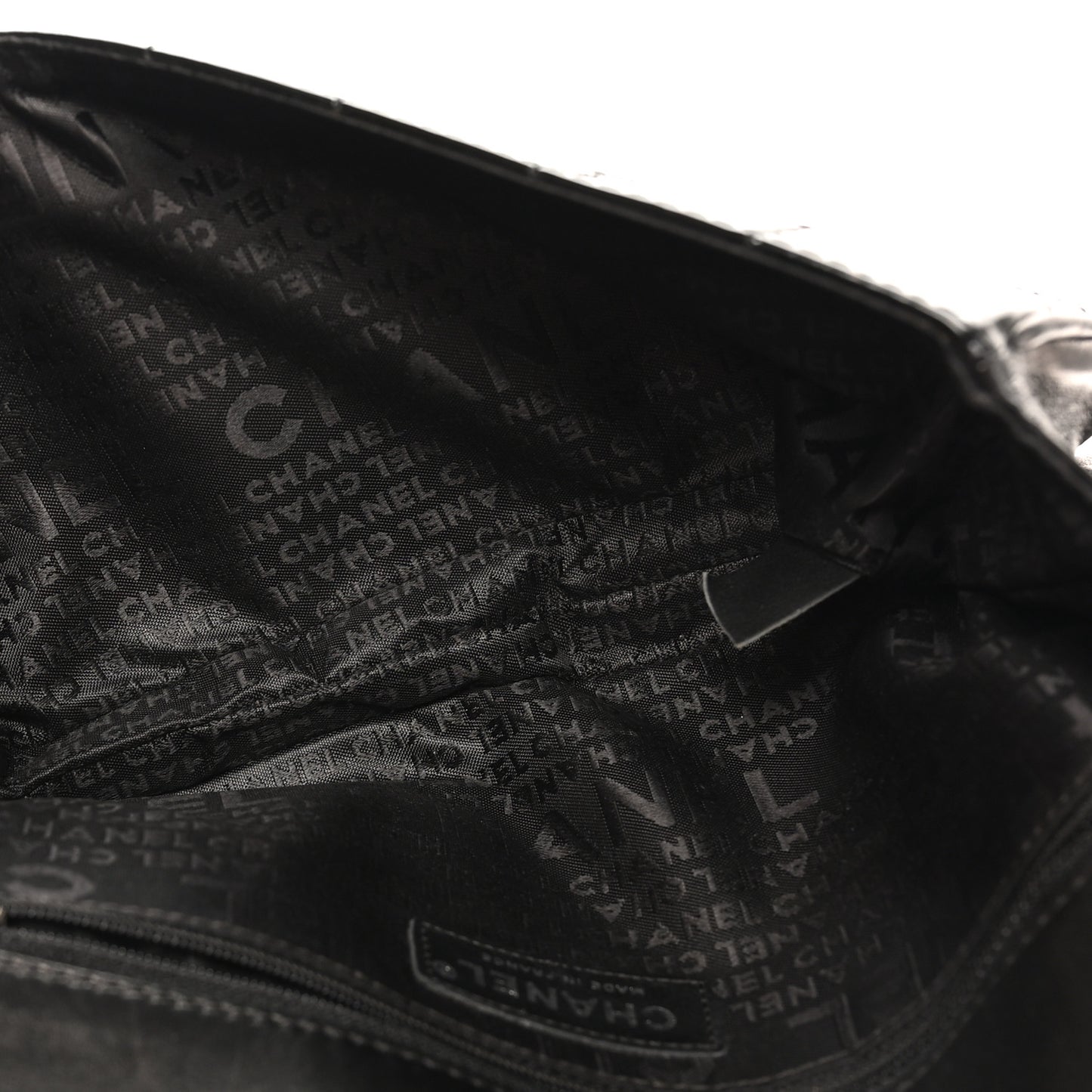 Patent Quilted Diagonal CC East West Chocolate Bar Flap Black
