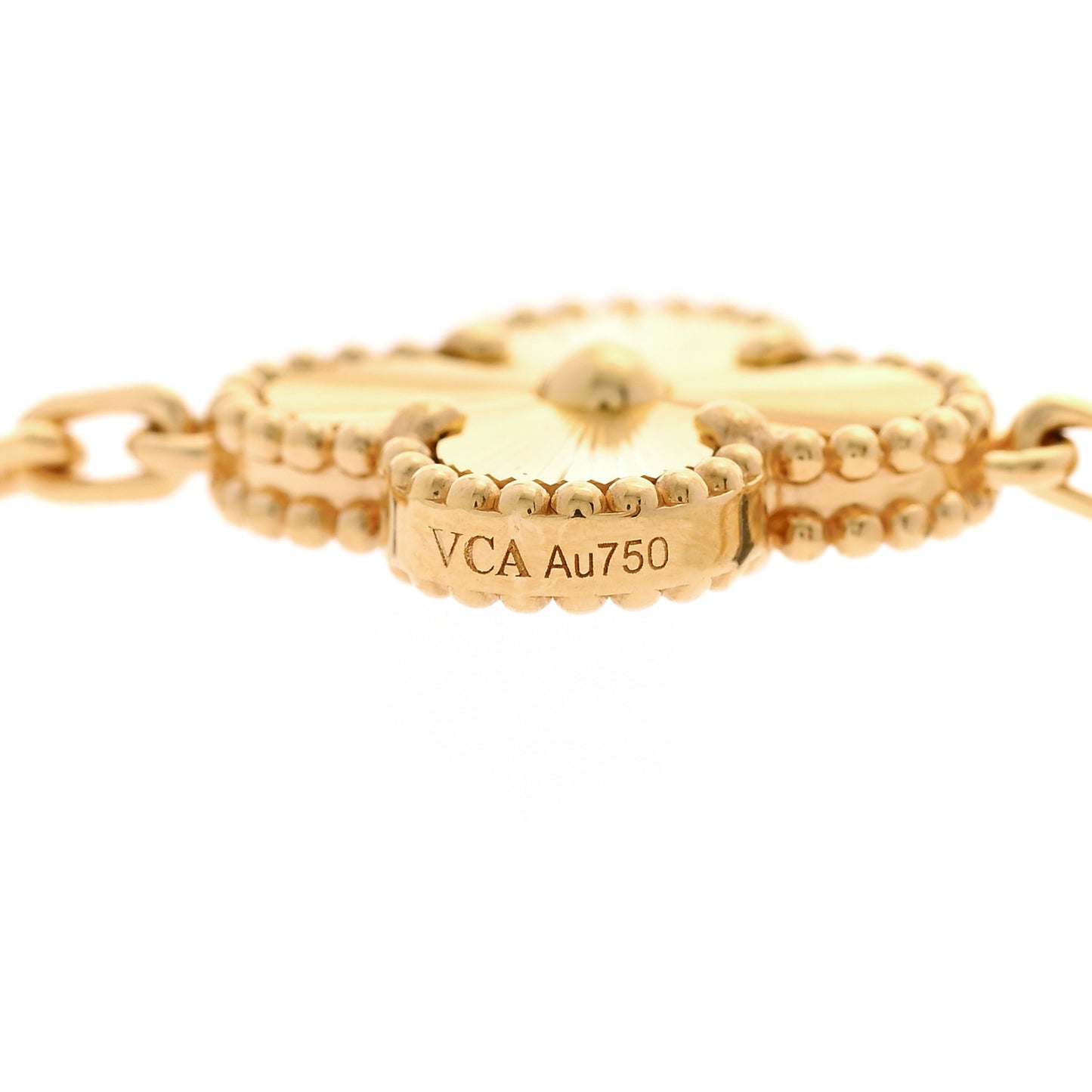 18K Yellow Gold 10 Motifs Guilloche Vintage Alhambra Necklace