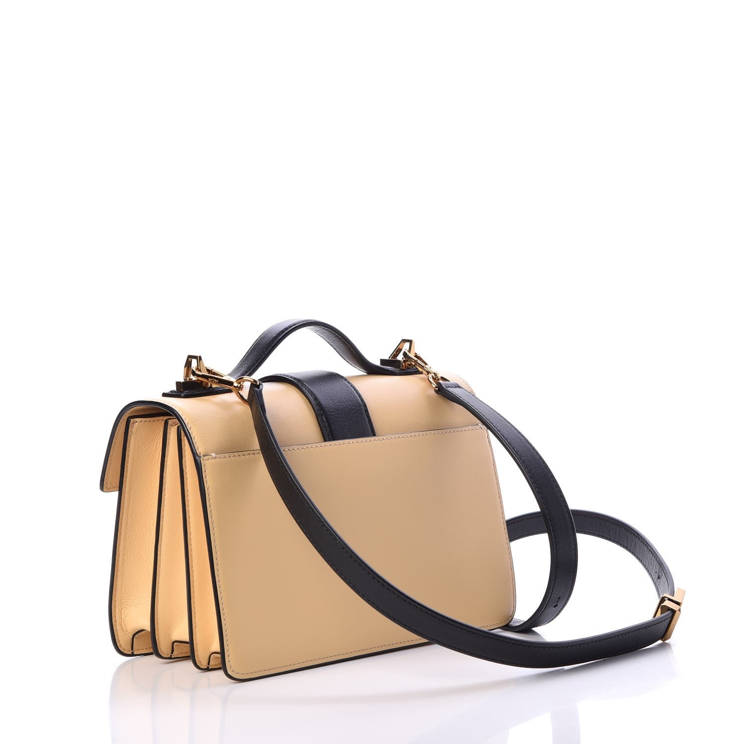 MCM Calfskin Coated Canvas Studded Small Marien Satchel Camomile 3 of 16