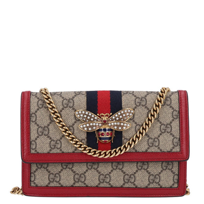 Gucci GG Supreme Monogram Web Queen Margaret Chain Wallet Red 1 of 9