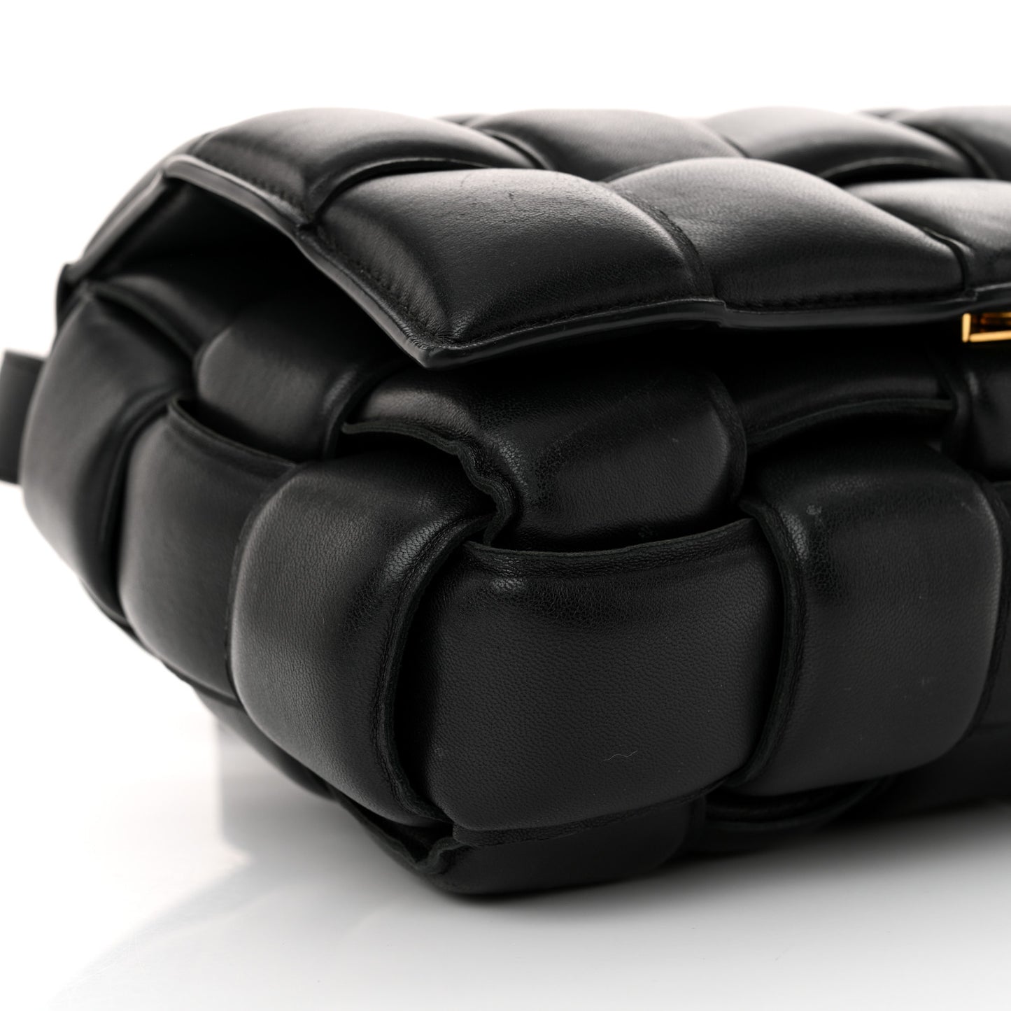 Nappa Maxi Intreccio Padded Cassette Crossbody Bag Black