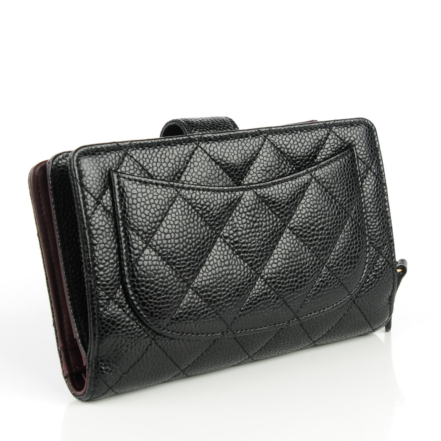 Caviar Quilted Zipped Pocket Wallet Black