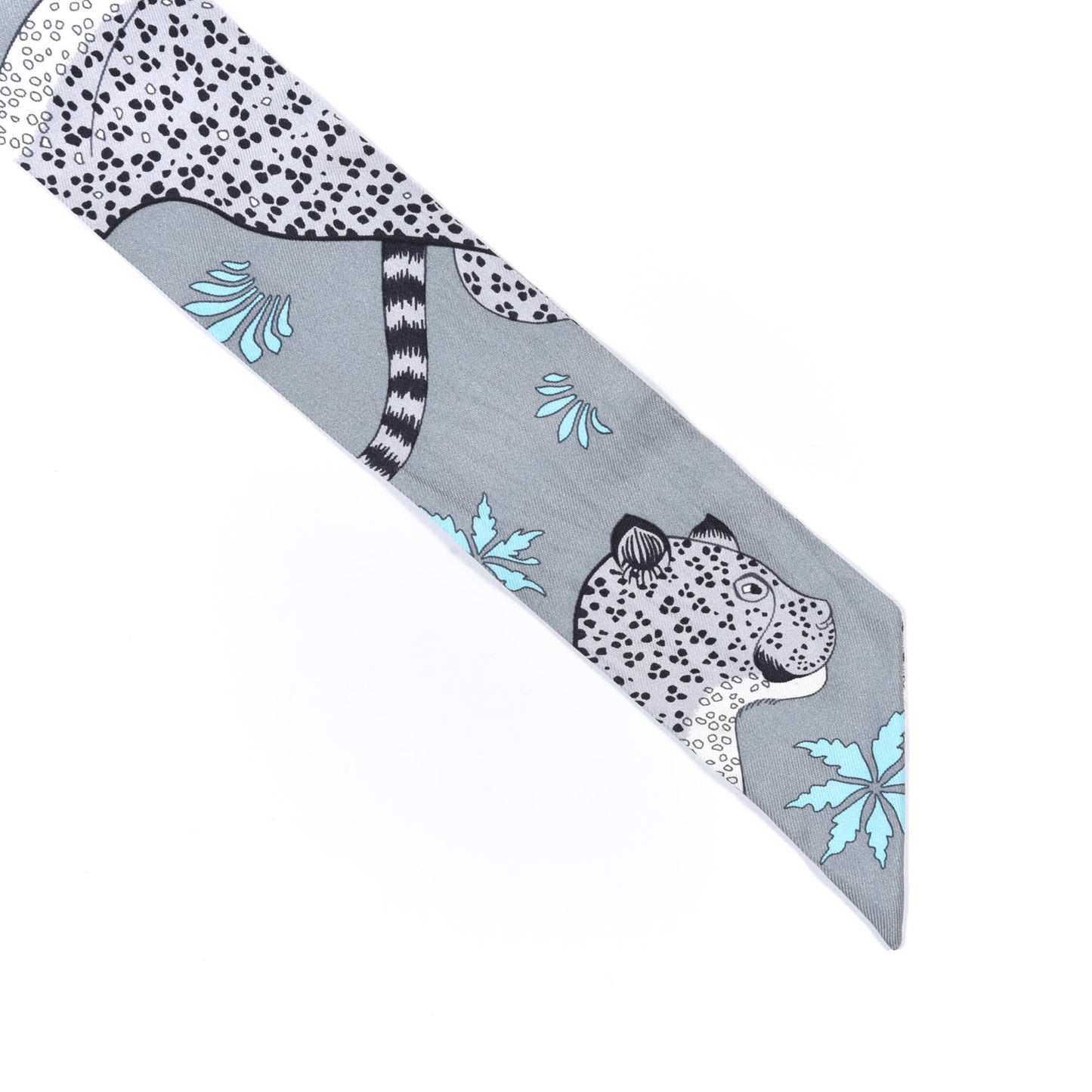 Silk Les Leopards Twilly Gris Acier Gris Perle Peach