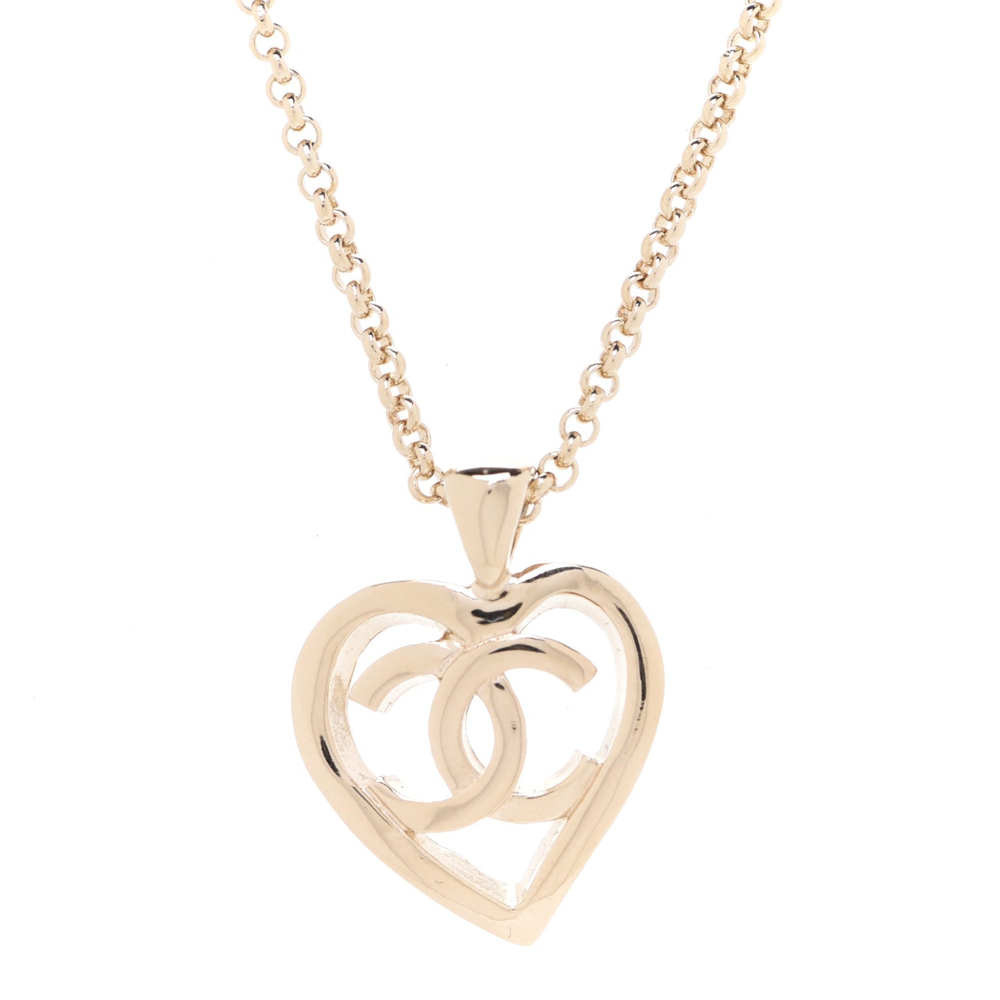 CC Heart Chain Pendant Necklace Gold