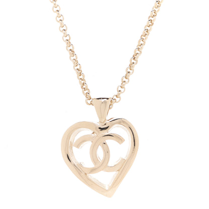 Chanel CC Heart Chain Pendant Necklace Gold 4 of 6
