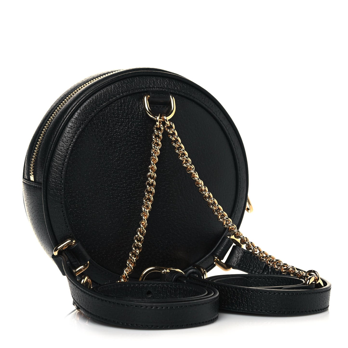 Grained Calfskin Web Mini Ophidia Round Backpack Black