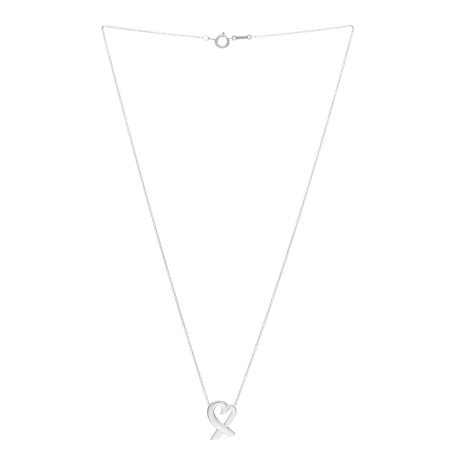Tiffany Sterling Silver Small Paloma Picasso Loving Heart Pendant Necklace 2 of 5