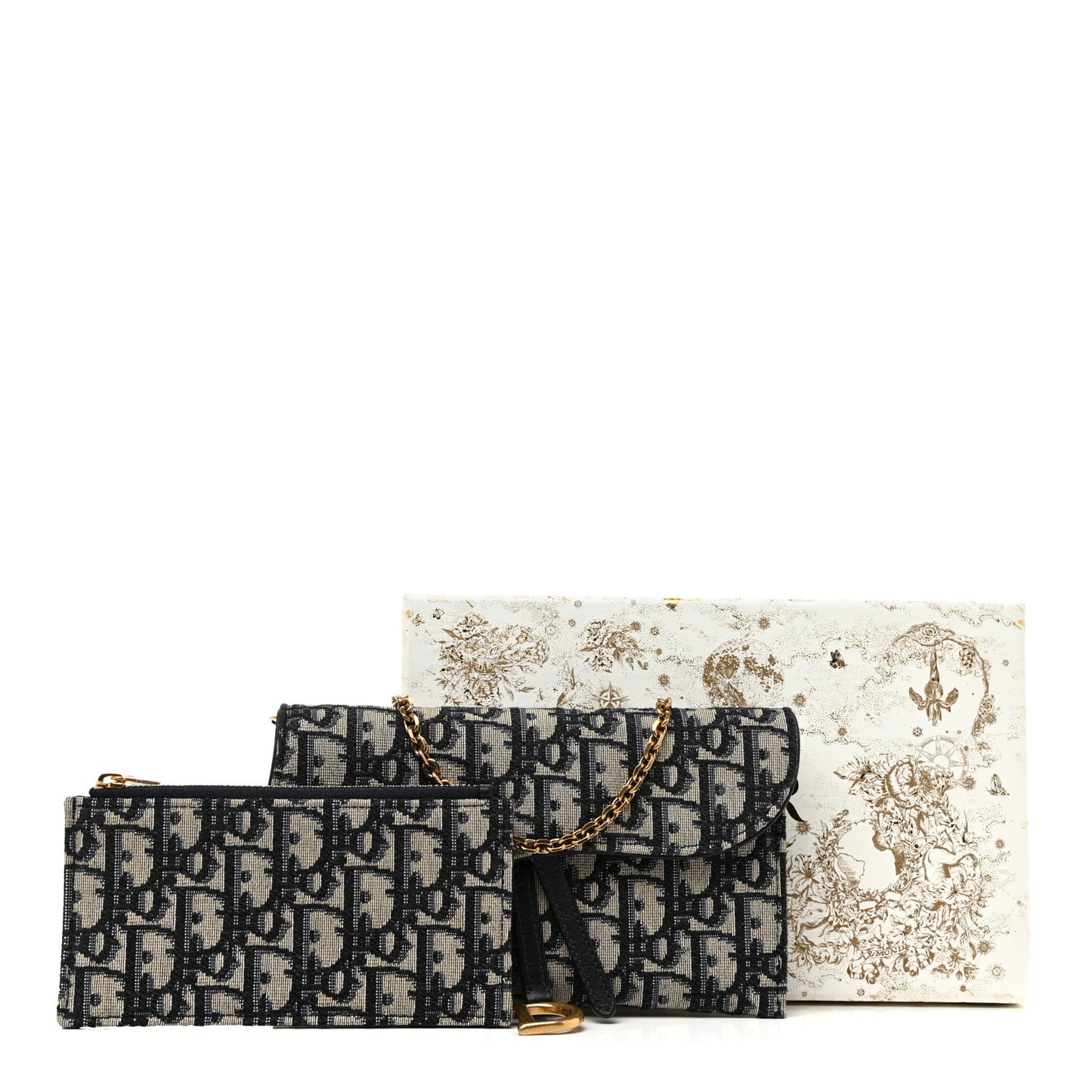 Oblique Saddle Chain Long Wallet Blue