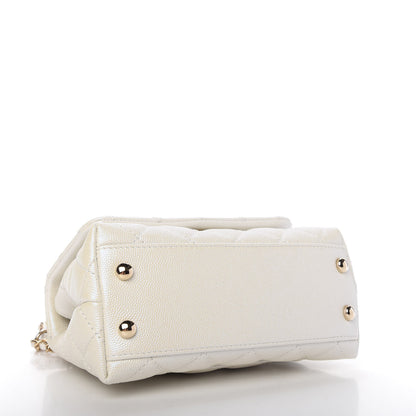 Chanel Iridescent Caviar Quilted Extra Mini Coco Handle Flap White 4 of 10