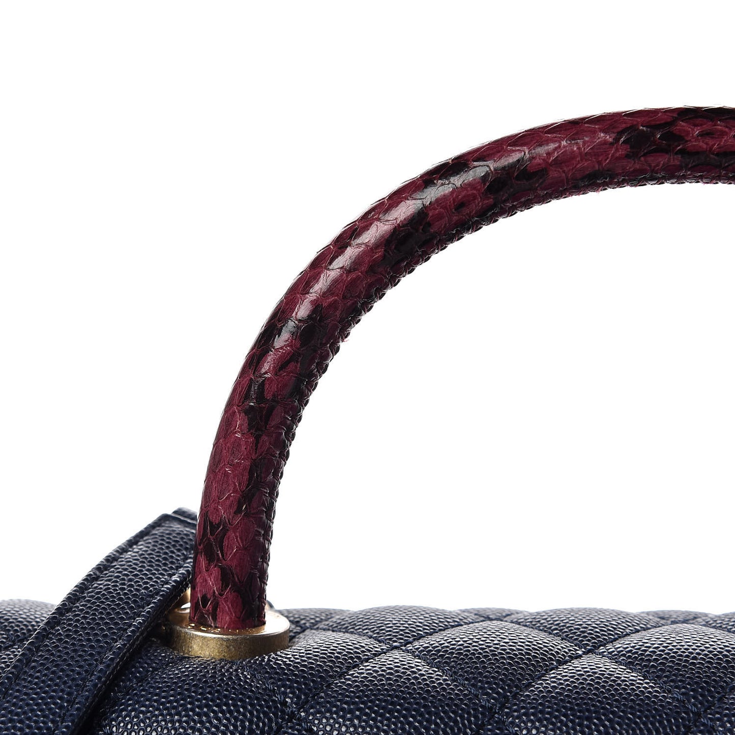 Caviar Elaphe Quilted Small Coco Handle Flap Navy