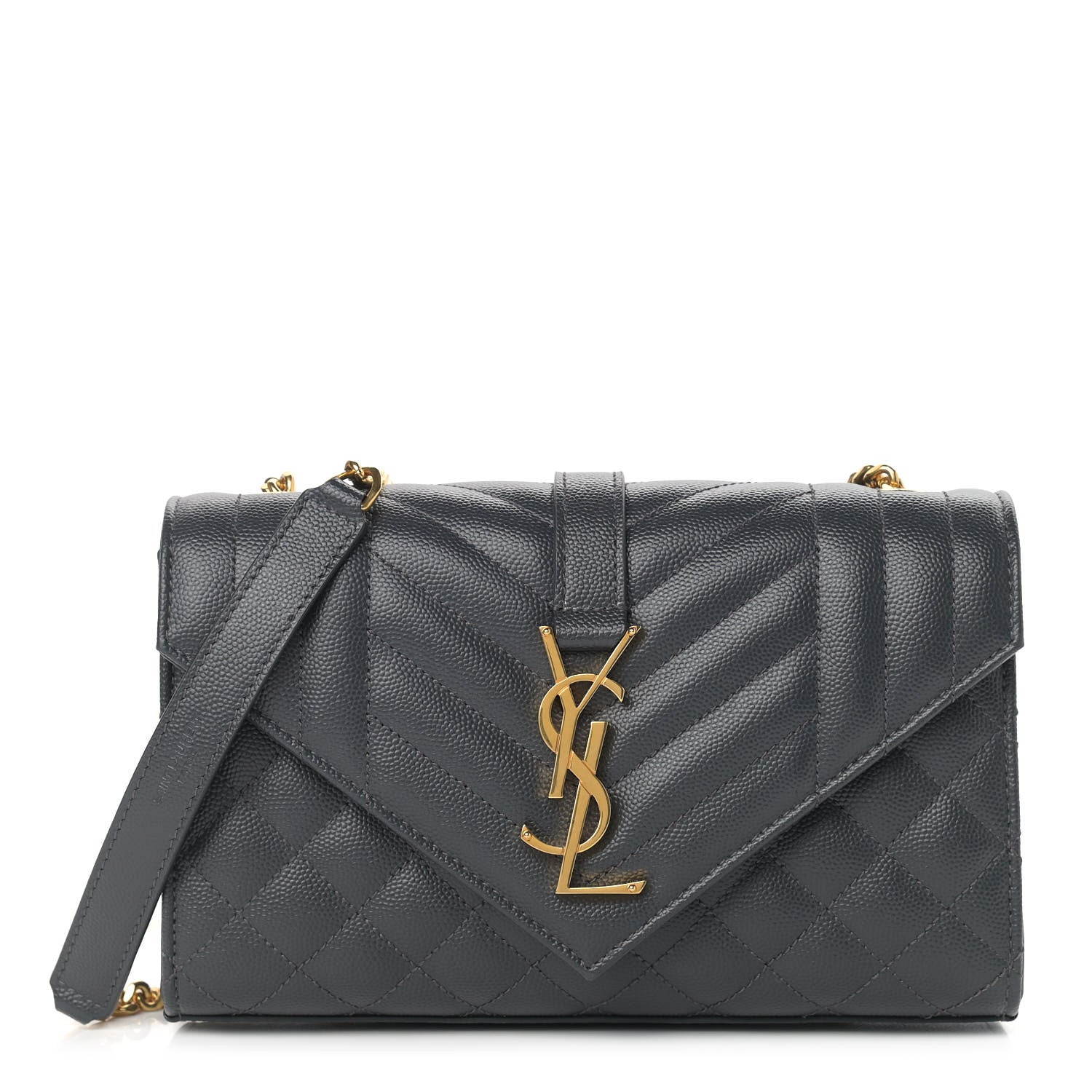 Saint Laurent Grain De Poudre Textured Mixed Matelasse Triquilt Small Monogram Satchel Dark Smoke 1 of 8