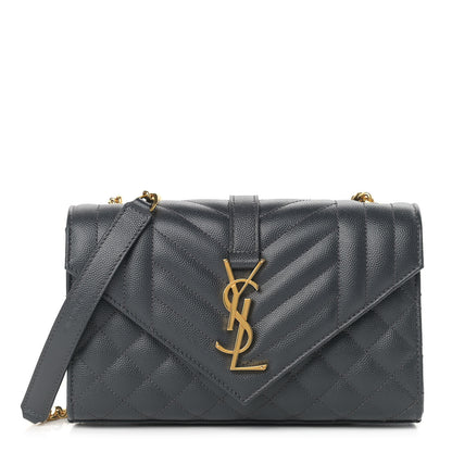 Saint Laurent Grain De Poudre Textured Mixed Matelasse Triquilt Small Monogram Satchel Dark Smoke 1 of 8