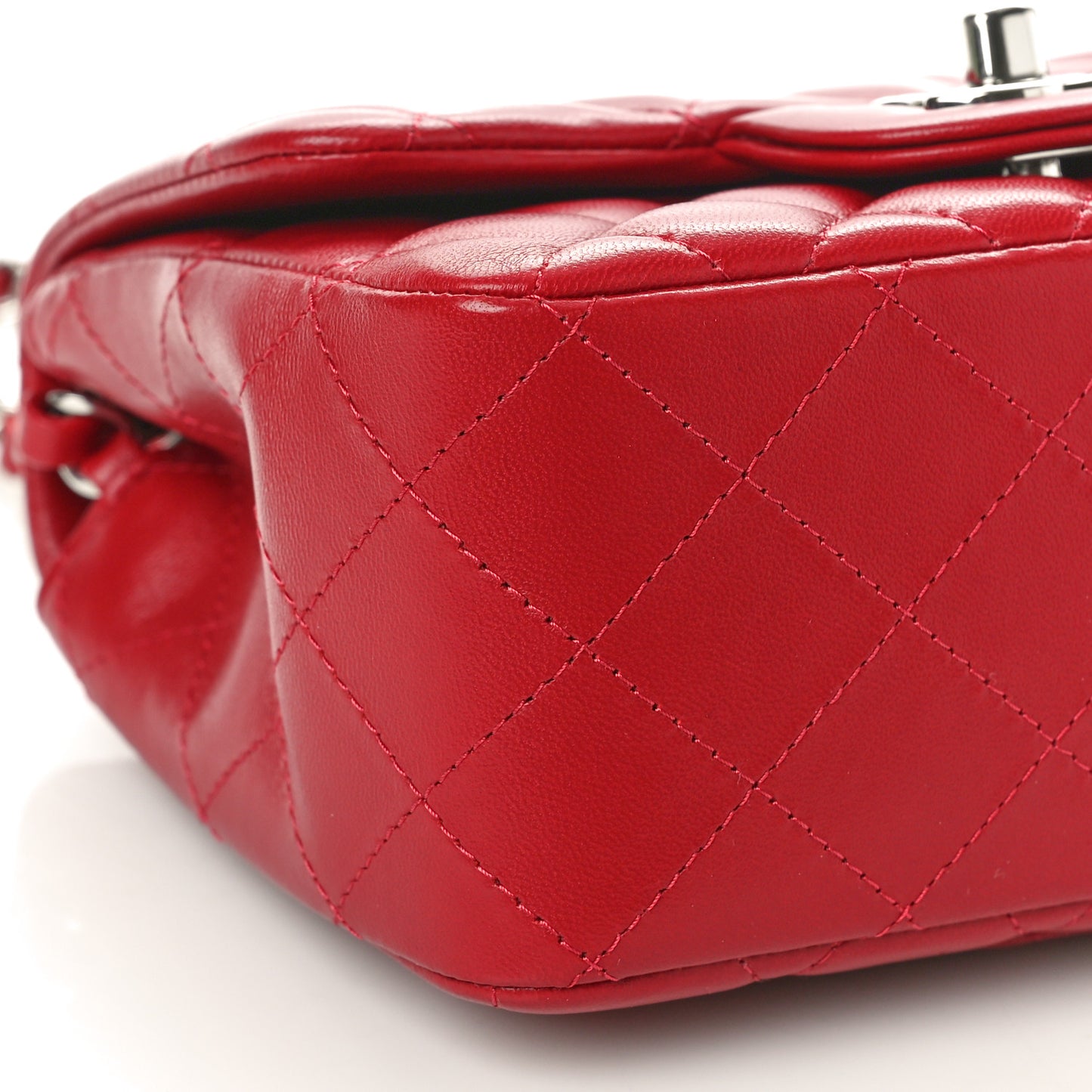 Lambskin Quilted Mini Square Flap Red
