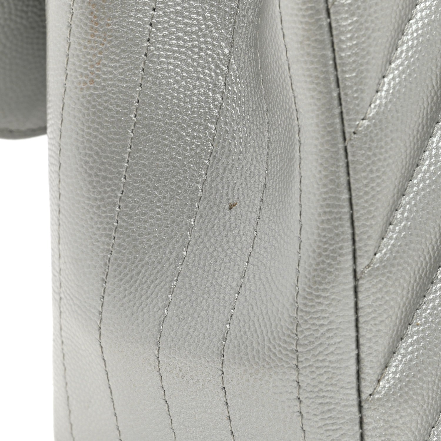 Chanel Metallic Caviar Chevron Quilted Jumbo Double Flap Silver 12 of 13
