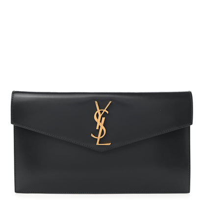 Saint Laurent Smooth Shiny Calfskin Uptown Pouch Storm 1 of 8