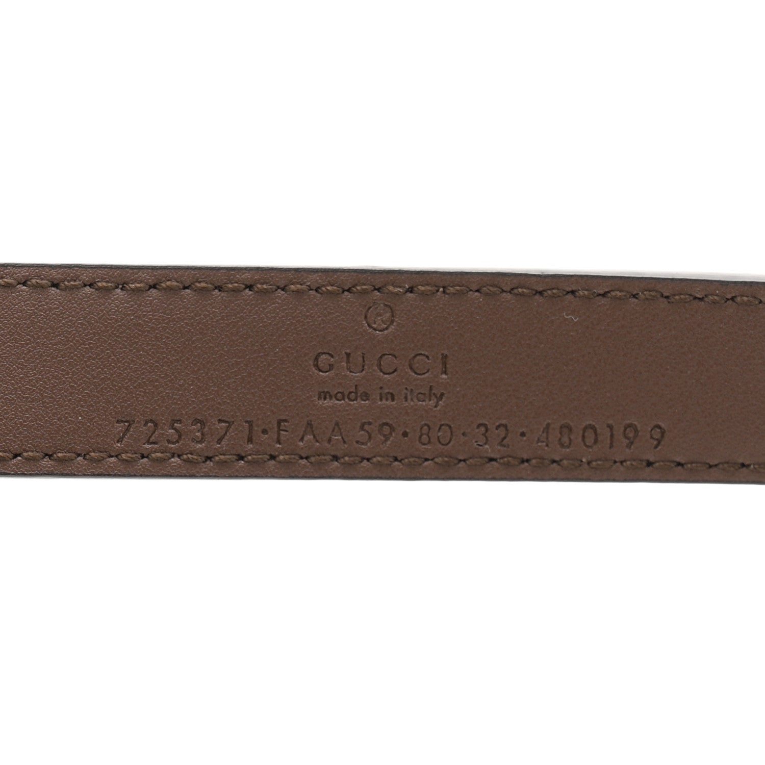 Gucci GG Supreme Monogram Calfskin Strawberry Buckle Thin Belt 80 32 Beige Ebony New Acero 3 of 5