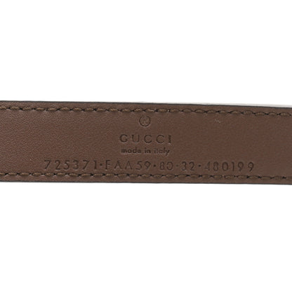 Gucci GG Supreme Monogram Calfskin Strawberry Buckle Thin Belt 80 32 Beige Ebony New Acero 3 of 5