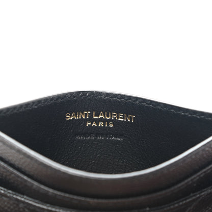 Saint Laurent Grain De Poudre Matelasse Chevron Monogram Credit Card Case Black 6 of 8