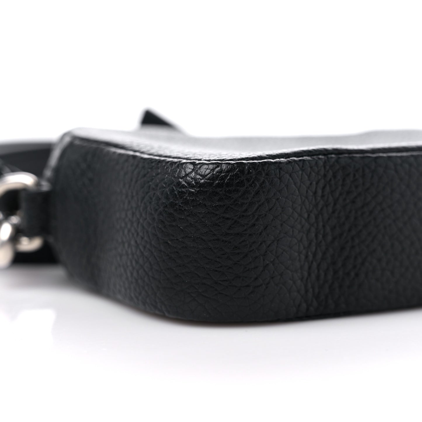 Grained Calfskin Logo Mini Cash Crossbody Pouch Black White
