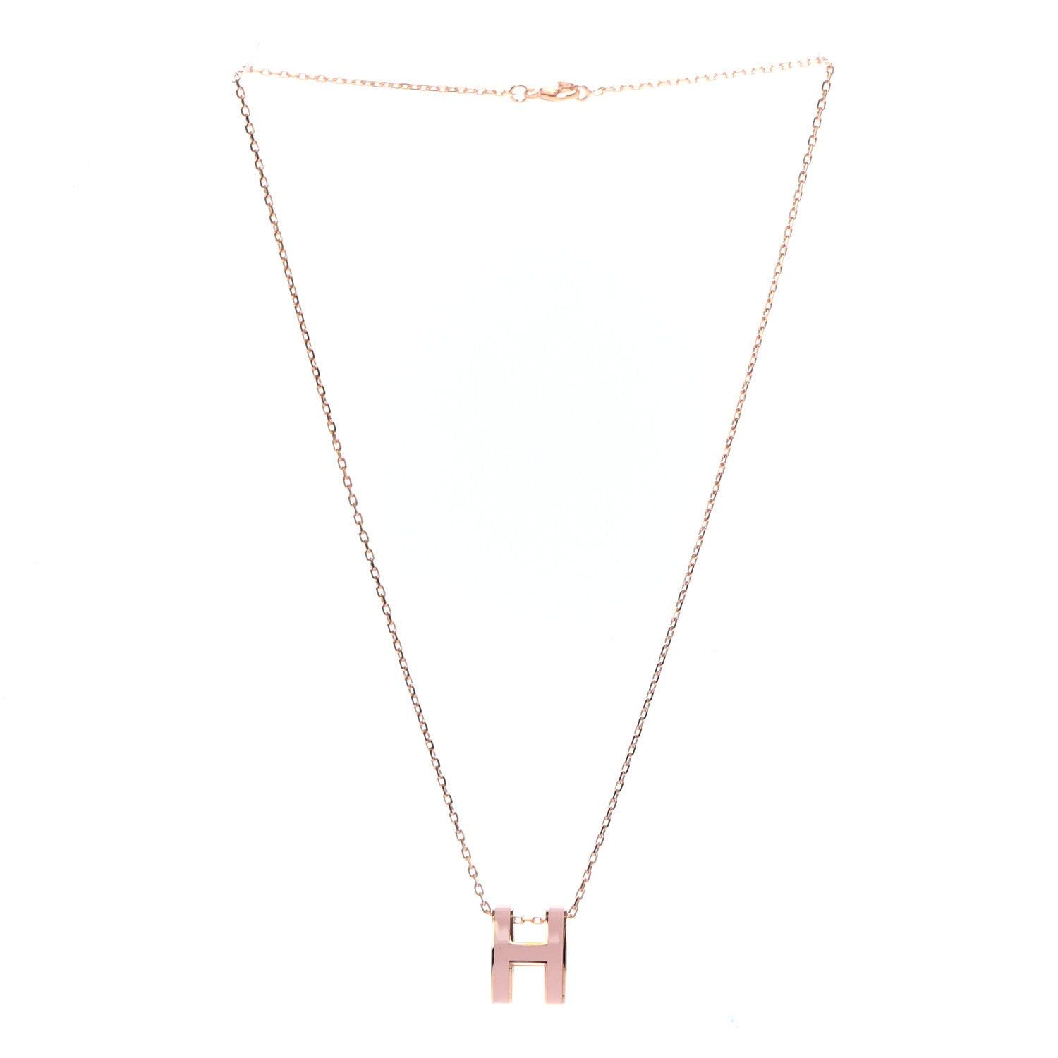 Hermes Lacquered Rose Gold Pop H Pendant Necklace Rose Dragee 3 of 6