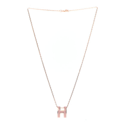 Hermes Lacquered Rose Gold Pop H Pendant Necklace Rose Dragee 3 of 6