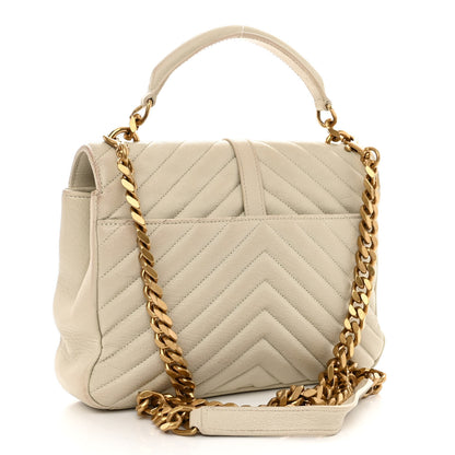 Saint Laurent Sheepskin Matelasse Chevron Monogram Medium College Bag Crema Soft 3 of 11