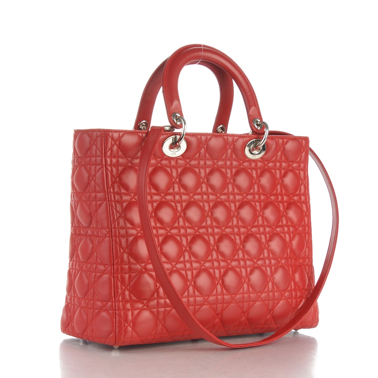 Lambskin Cannage Large Lady Dior Red