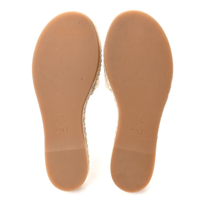 Christian Dior Canvas Embroidered Granville Espadrille Flat Slide Sandals 35.5 Ivory 6 of 10