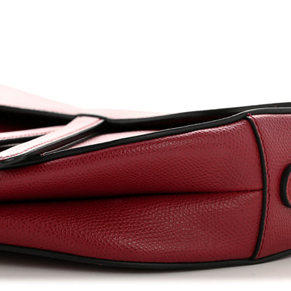 Christian Dior Grained Calfskin Saddle Bag Red 10 of 14