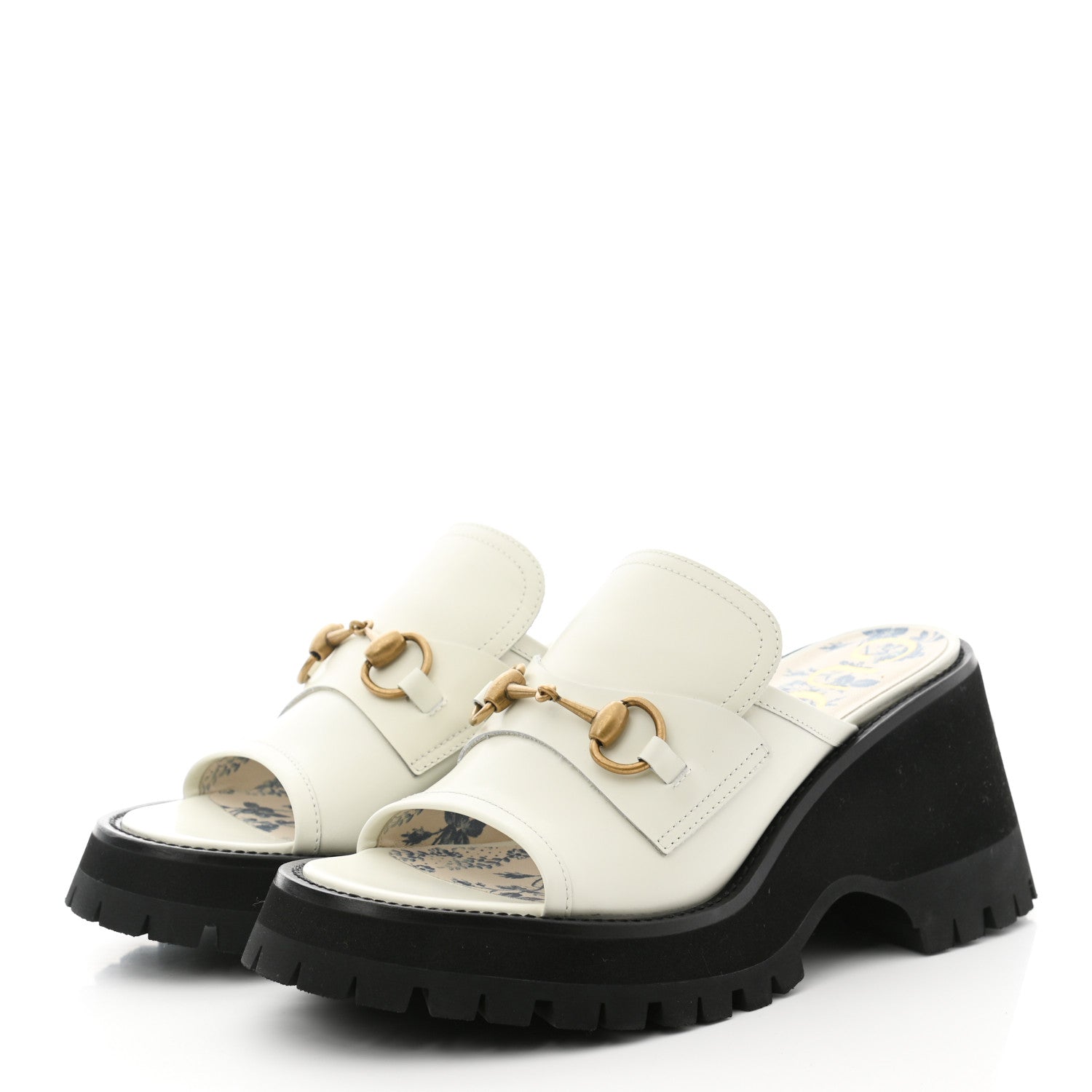 Gucci Cordovan Lux Womens Harald Horsebit Platform Slide Sandals 38 Dusty White 3 of 9