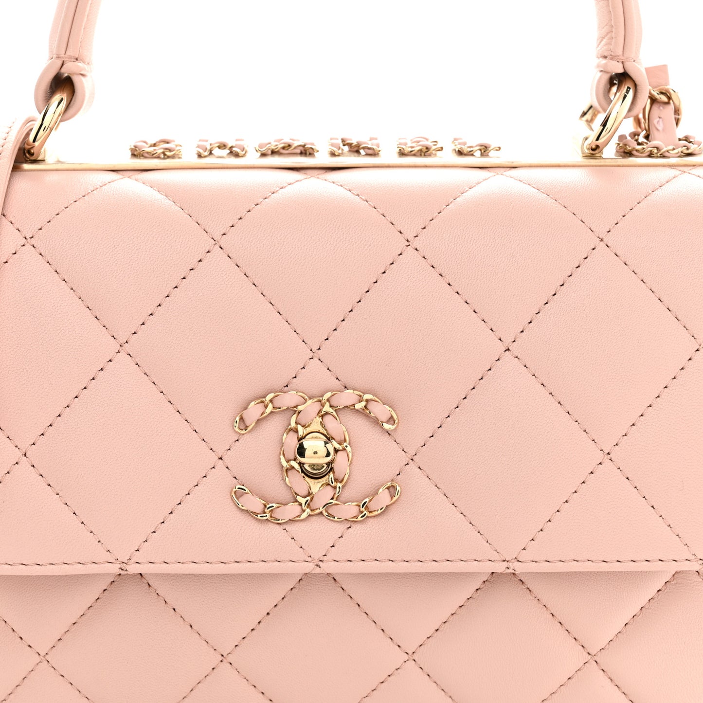 Lambskin Quilted Small Trendy CC Dual Handle Flap Bag Light Beige Light Pink