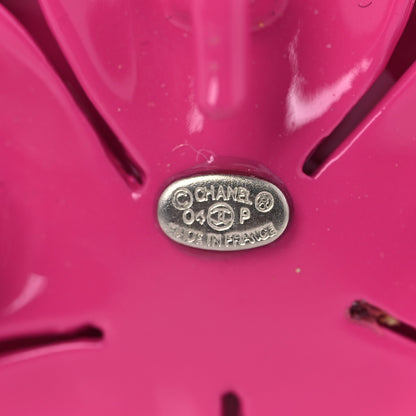Chanel Patent Camellia Brooch Dark Pink 3 of 3